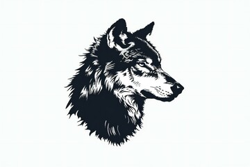 Wolf head on white background,  Hand drawn  illustration in sketch style