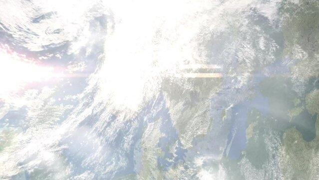 Zoom in from space and focus on Horten, Norway. 3D Animation. Background for travel intro. Elements of this image furnished by NASA