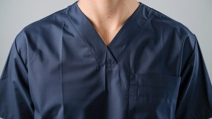 Closeup of a medical professionals torso in a pristine white doctors gown, isolated against a clean, white background