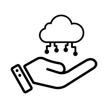 recommend clip art: Digital cloud icon in hand Synchronization Data transmission, uploading or downloading data