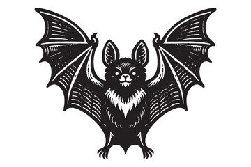 Bat. vintage engraving illustration. Logo, emblem, icon