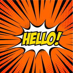  Comic background with the word "hello" pop art style © Hasyim Asngari