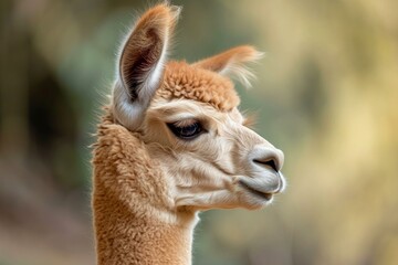 Enduring Alpaca domestic farm. Domestic animal. Generate Ai