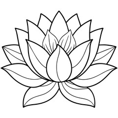 Lotus flower outline coloring book page line art drawing vector illustration for children and adults
