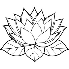 Lotus flower outline coloring book page line art drawing vector illustration for children and adults