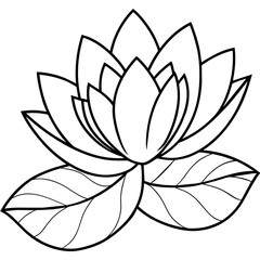 Lotus flower outline coloring book page line art drawing vector illustration for children and adults