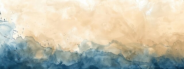 Background banner on blue and beige watercolor drawing background