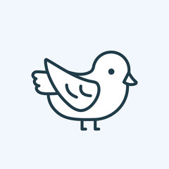 Little cute baby bird flat icon in line. Outline pictogram with editable stroke. Ornithology, wildlife theme. Can be used as logo element, web page or mobile app glyph. Isolated vector illustration