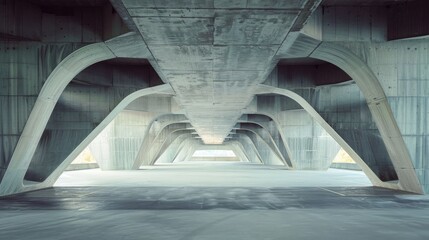 Obraz premium Car park concrete futuristic architecture, empty cement floor