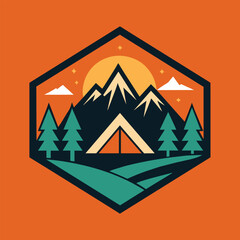 daily adventure logo vector illustration design , camp template logo line art