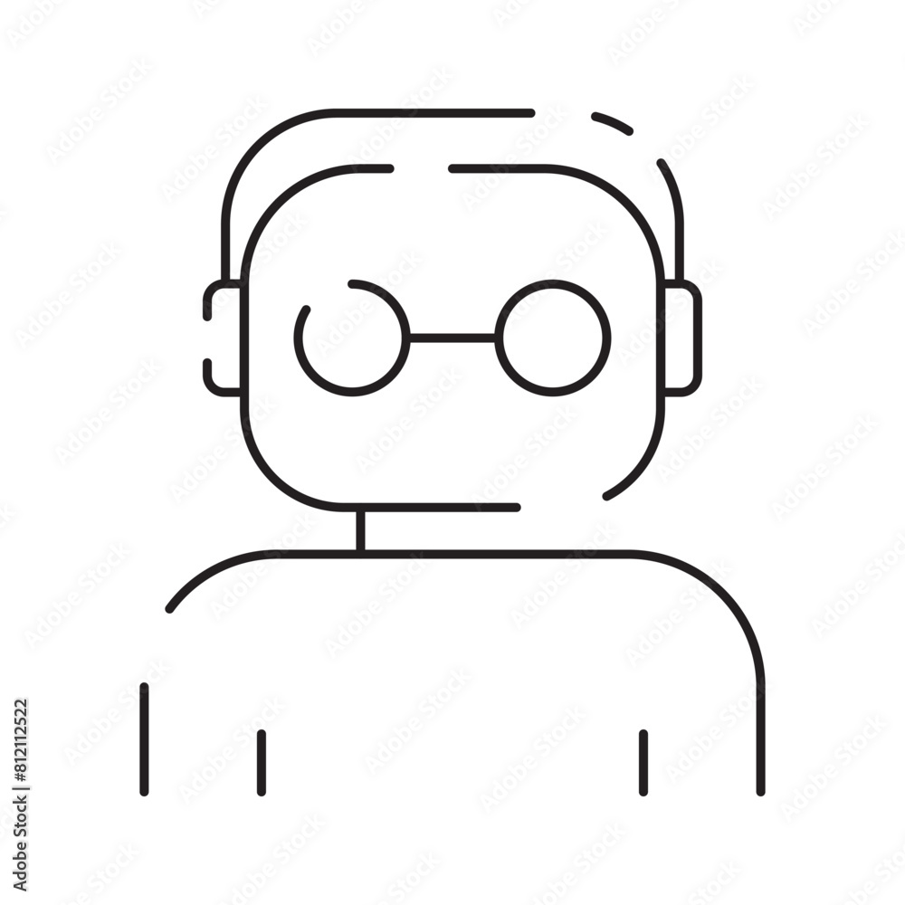 Wall mural Robot icon. Chatbot icon. Cute smiling bot. Outline robot sign. Vector flat line cartoon illustration. Voice support service bot. Virtual online support