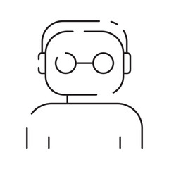 Robot icon. Chatbot icon. Cute smiling bot. Outline robot sign. Vector flat line cartoon illustration. Voice support service bot. Virtual online support