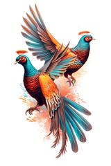 Fototapeta premium Pheasant Image for Stickers, T-Shirt Print, Cap, Mug, Slippers, Mousepad, with Transparent Background PNG