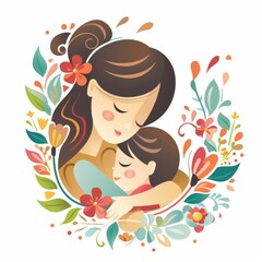 Mother Holding Child Illustration