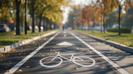 Bike path with protected lanes featuring road markings Ghost Bikes and a White Bicyclist in honor of World Day of Remembrance for Road Traffic Victims embodying the concept of complete stree