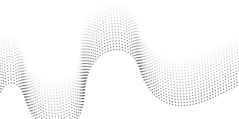  Flowing dots particles wave pattern halftone gradient curve shape isolated on transparent background. Digital future technology concept. Design for web design, music, cover, technology,