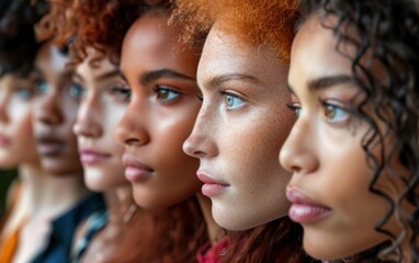 Obraz premium A group of women with different hair colors and styles. Concept of diversity and unity among the women