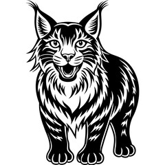 a-happy-lynx-silhouette-vector-style-on-white-back