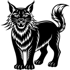 a-happy-lynx-silhouette-vector-style-on-white-back