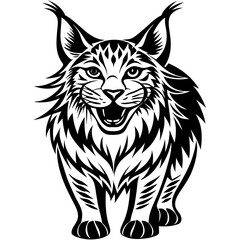 a-happy-lynx-silhouette-vector-style-on-white-back