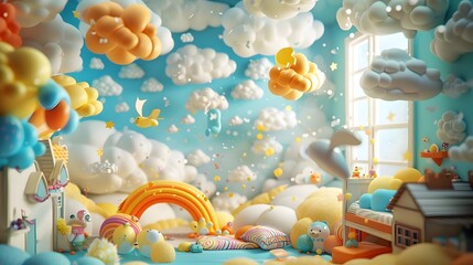 Whimsical Daydream A Vibrant of Imaginative Children s Play in a Magical Landscape