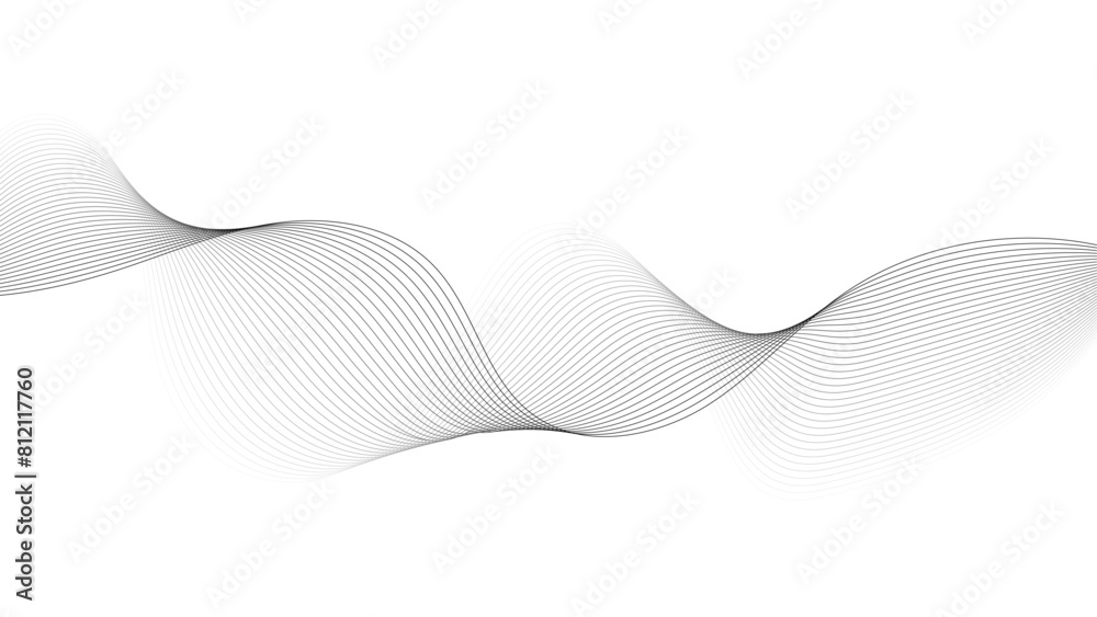 Wall mural modern abstract white wave digital geometric technology, data science frequency gradient lines on tr