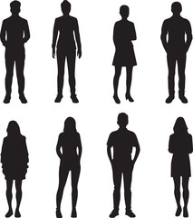 Set of People silhouette on white background	

