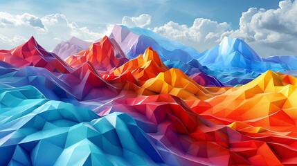 vibrant colors abstract polygonal mountain landscape