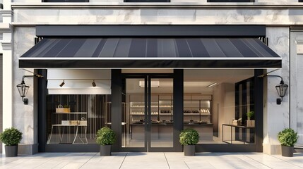 Obraz premium modern retail storefront with elegant awning design 3d illustration