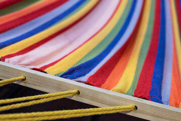 Colorful hammock. Diversity.  Defocused background