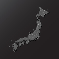 Vector map Japan from silver sequins or glitters