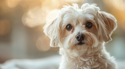 A Maltese with a small piece of raw chicken breast, set against a light, neutral backdrop to enhance the purity of the image