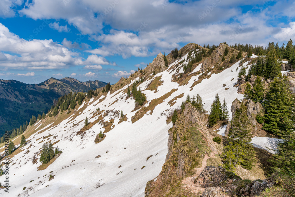 Poster Beautiful mountain tour in spring to the Siplingerkopf from Balderschwang in the Allgau