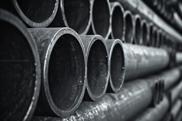 Black and white image of a row of pipes. - Powered by Adobe