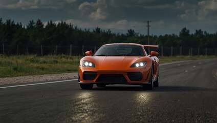 Obraz premium car driving on the road generative AI