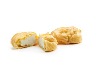 Homemade eclair cakes isolated on white