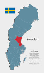 Vector map Sweden, county Gavleborg