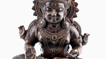 Bronze sculpture of Brahma, detailed with ancient craftsmanship, isolated on a white background for clarity