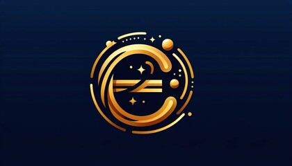 Fototapeta premium E golden creative concept Premium Vector, with dark blue background