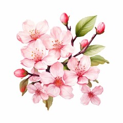 Element Cherry blossom, sakura flowers isolated on white background.