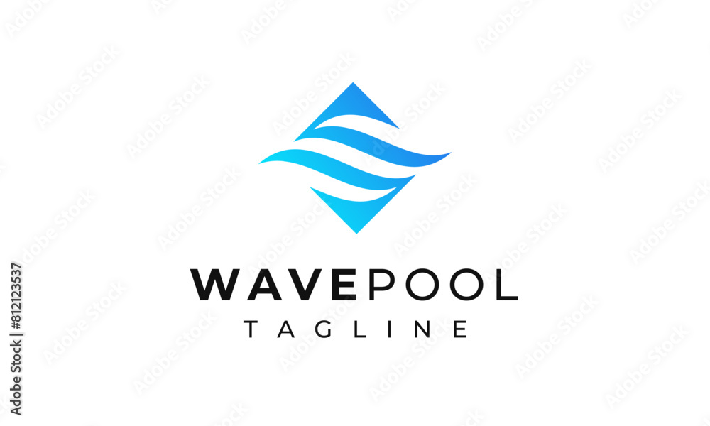 Wall mural Blue Water Wave Pool Logo