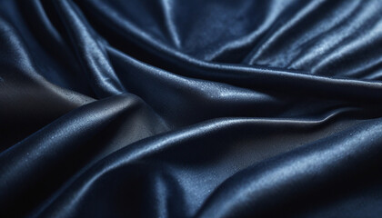 Fototapeta premium Dark blue silk fabric in soft folds