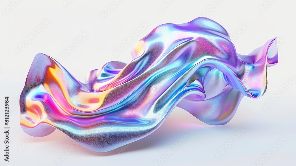 Sticker iridescent chrome fluid bubble set isolated on white background. a liquid abstract element concept.