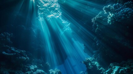 luminous depths sunbeams penetrating the mesmerizing azure abyss underwater photography