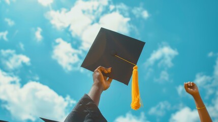 A Hand Holding Graduation Cap