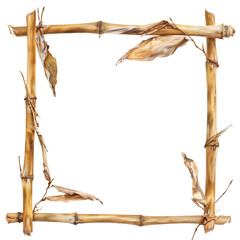 bamboo branch frame isolated on transparent background