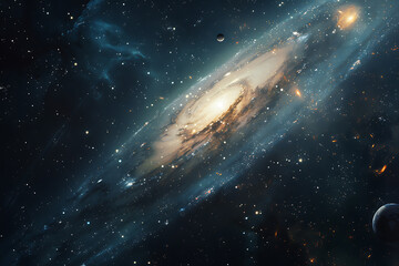 Fototapeta premium Mesmerizing space scene with stars and galaxies, evoking wonder and exploration