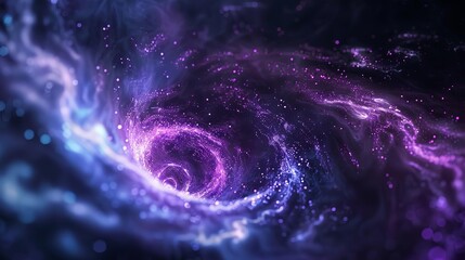 mesmerizing animated 3d illustration of magical purple swirl with blue sparkles and wind effect on black background