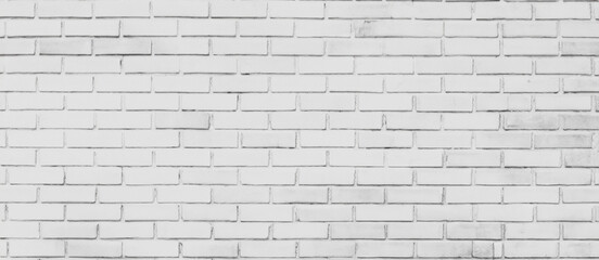 White Brick Wall Background Panorama, Textured Architectural Detail