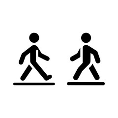 Walk vector icon. pedestrian crossing road glyph black vector icon. walking sign. road pictogram. black and white symbol. 